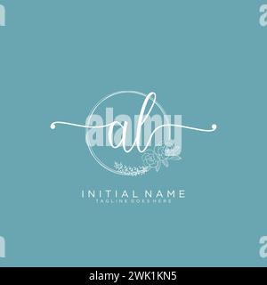 AL Initial handwriting logo with circle Stock Vector