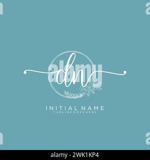 DN Initial handwriting logo with circle Stock Vector