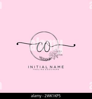CO Initial handwriting logo with circle Stock Vector
