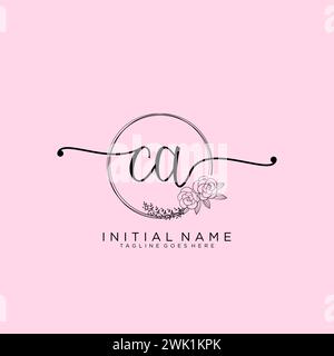 CA Initial handwriting logo with circle Stock Vector
