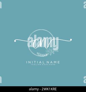 CN Initial handwriting logo with circle Stock Vector