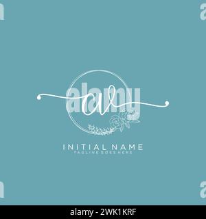 CV Initial handwriting logo with circle Stock Vector