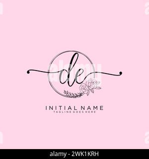 DE Initial handwriting logo with circle Stock Vector