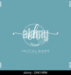 EH Initial handwriting logo with circle Stock Vector