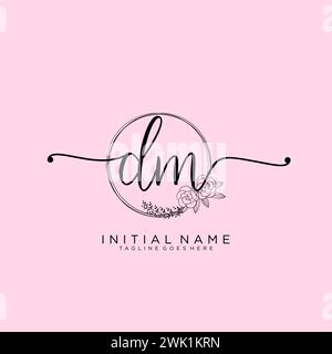 DM Initial handwriting logo with circle Stock Vector