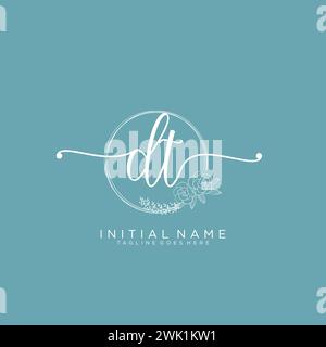 DT Initial handwriting logo with circle Stock Vector