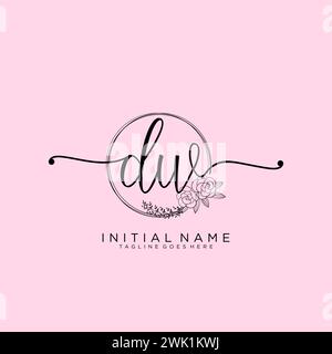 DW Initial handwriting logo with circle Stock Vector