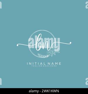 BN Initial handwriting logo with circle Stock Vector