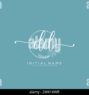 DD Initial handwriting logo with circle Stock Vector