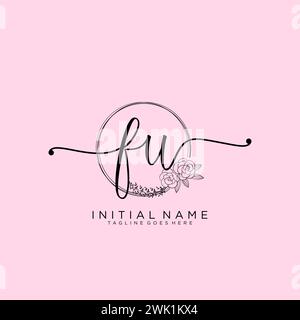 FU Initial handwriting logo with circle Stock Vector