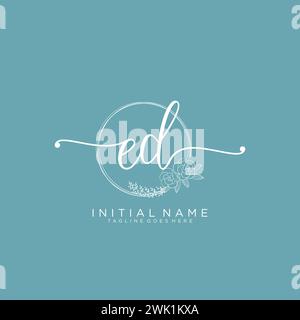 ED Initial handwriting logo with circle Stock Vector