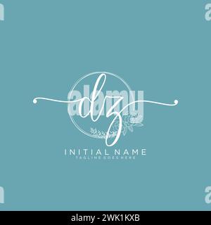 DZ Initial handwriting logo with circle Stock Vector