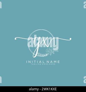 GX Initial handwriting logo with circle Stock Vector