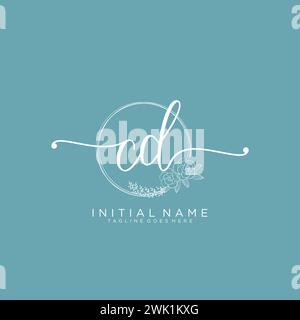 CD Initial handwriting logo with circle Stock Vector