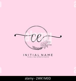 CE handwriting logo with circle template vector logo of initial ...