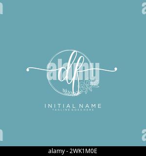DF Initial handwriting logo with circle Stock Vector
