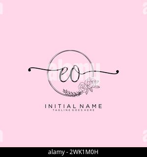 EO Initial handwriting logo with circle Stock Vector