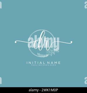 DR Initial handwriting logo with circle Stock Vector