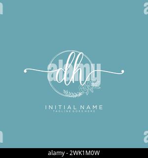 DH Initial handwriting logo with circle Stock Vector