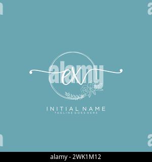EX Initial handwriting logo with circle Stock Vector
