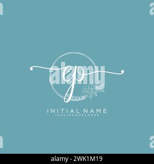 EP Initial handwriting logo with circle Stock Vector