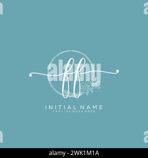 FF Initial handwriting logo with circle Stock Vector