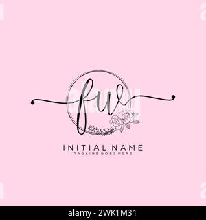 FW Initial handwriting logo with circle Stock Vector