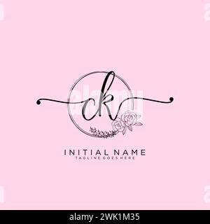 CK handwriting logo with circle template vector logo of initial ...