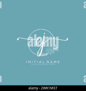 CJ Initial handwriting logo with circle Stock Vector