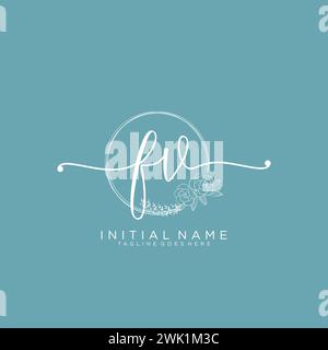 FV handwriting logo with circle template vector logo of initial ...