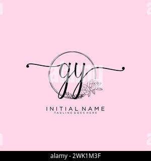 GY Initial handwriting logo with circle Stock Vector
