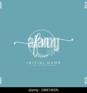 FN Initial handwriting logo with circle Stock Vector