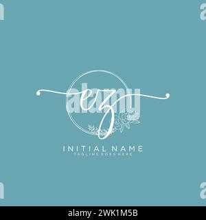 EZ Initial handwriting logo with circle Stock Vector