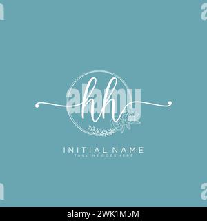 HH Initial handwriting logo with circle Stock Vector