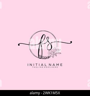 FS Initial handwriting logo with circle Stock Vector