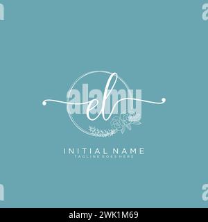 EL Initial handwriting logo with circle Stock Vector