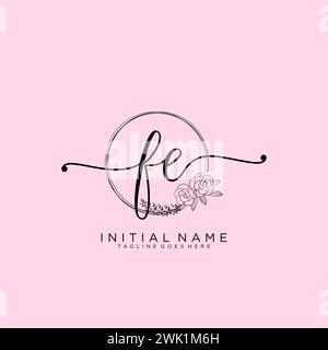 FE Initial handwriting logo with circle Stock Vector