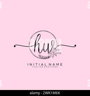 HW Initial handwriting logo with circle Stock Vector