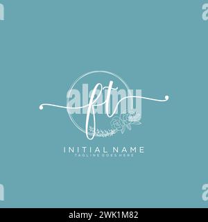 FT Initial handwriting logo with circle Stock Vector