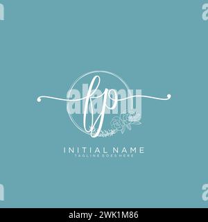 FP Initial handwriting logo with circle Stock Vector