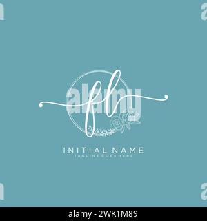 FL Initial handwriting logo with circle Stock Vector