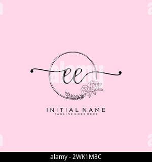 EE Initial handwriting logo with circle Stock Vector