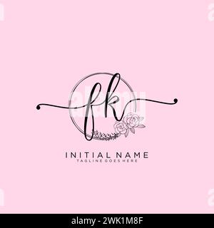 FK Initial handwriting logo with circle Stock Vector