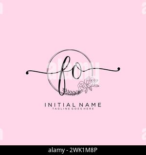 FO Initial handwriting logo with circle Stock Vector