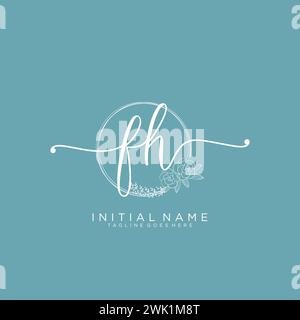 FH Initial handwriting logo with circle Stock Vector