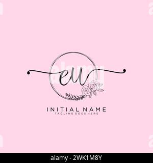 EU Initial handwriting logo with circle Stock Vector
