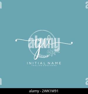 GV Initial handwriting logo with circle Stock Vector