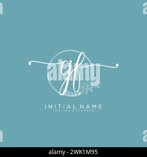 GF Initial handwriting logo with circle Stock Vector