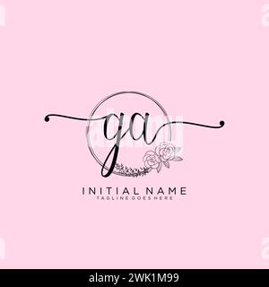 GA Initial handwriting logo with circle Stock Vector