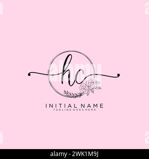 HC Initial handwriting logo with circle Stock Vector